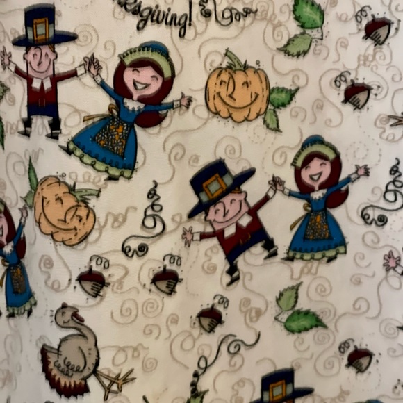 Thanksgiving Scrubs Advantage Jacket long sleeve snap front turkeys pilgrims - Picture 2 of 6
